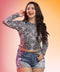 Side Open Long Sleeve Black Top